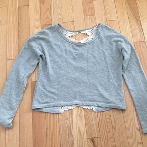 long sleeve top lace back detail